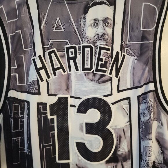 Brooklyn Nets James Harden Jersey Custom Graphic Print Sewn Numbers Mens 3XL - Picture 8 of 13